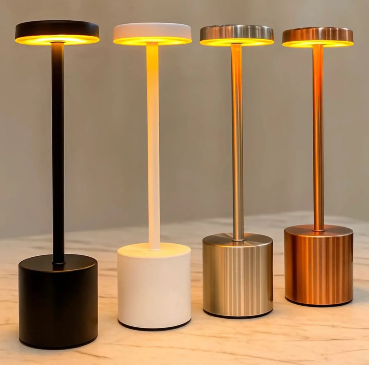 USB Rechargeable LED Touch Sensor Modern Table Lamp | Portable Metal Desk Night Light
