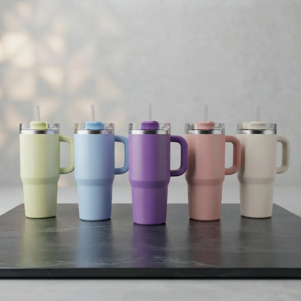 Mini Stainless Steel Tumbler 20oz with Handle & Straw | Double Wall Insulated Travel Mug