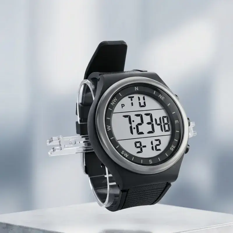 LASIKA Round Digital Sports Watch for Men – Waterproof, LED Display, Black Silicone Strap, Military Style
