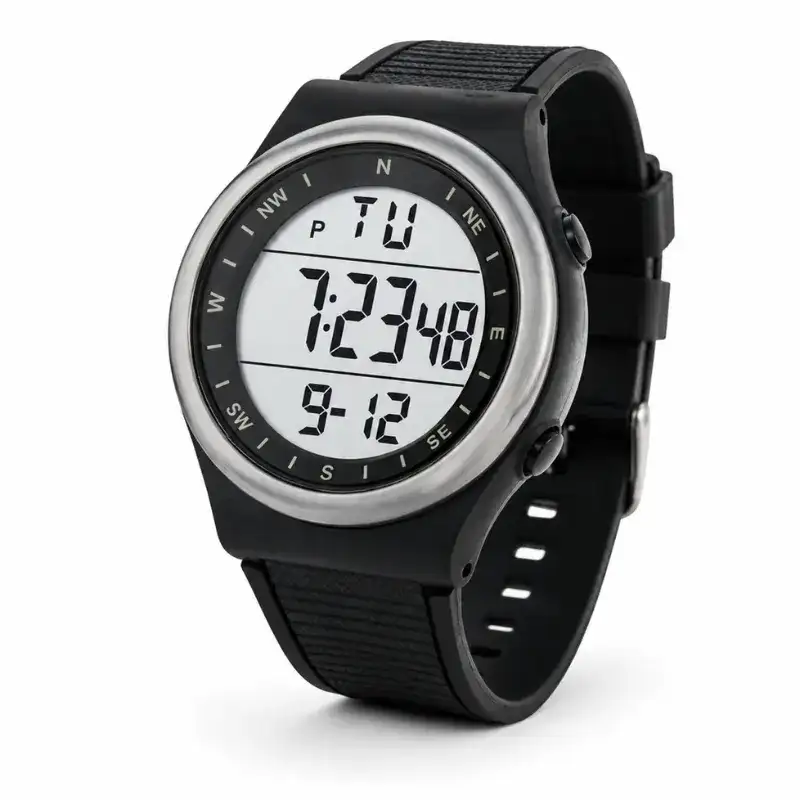 LASIKA Round Digital Sports Watch for Men – Waterproof, LED Display, Black Silicone Strap, Military Style