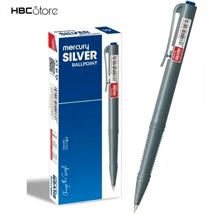 Pack of 10Pcs Mercury Silver Ball Point Pens 0.7mm | Smooth Writting Ballpoint For Students and Office Used  5 (2)