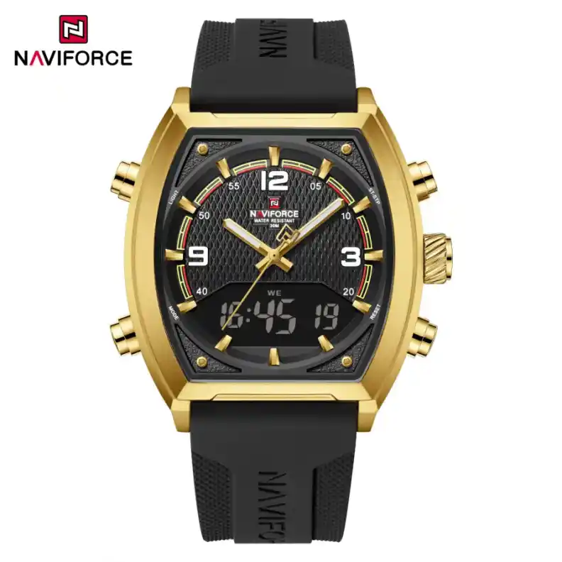 NAVIFORCE Analog-Digital Sports Watch ⌚ Style: Black & Gold Type: Men’s Sports Watch Model: NF9242