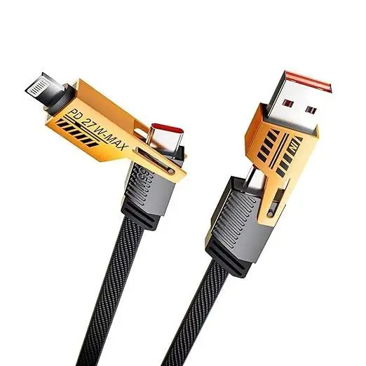3-in-1 Fast Charging Cable (USB + Type-C + Lightning + Micro USB)