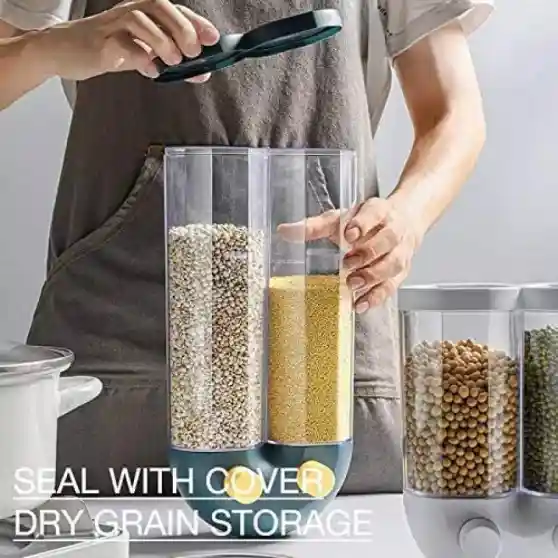 Wall Mounted Cereal & Grain Dispenser Pusher Type Leakproof Sealed Dry Food Storage Tank for Kitchen