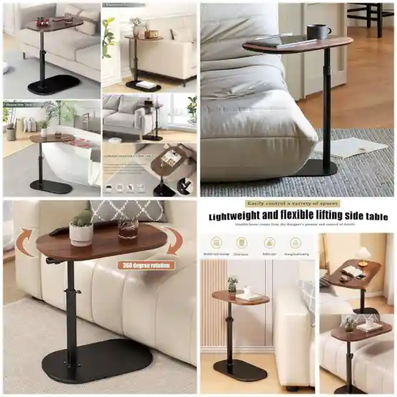C-Shaped Side Table Couch Side Table Slide Under Sofa Modern Small Coffee C Table for Home