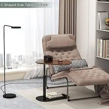 C-Shaped Side Table Couch Side Table Slide Under Sofa Modern Small Coffee C Table for Home