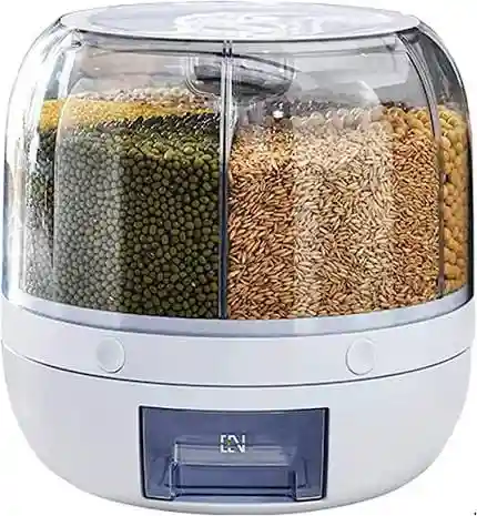 Rotatable Cereal Dispenser Kitchen Dry Food Storage Container Rotating Grain & Cereal Organizer