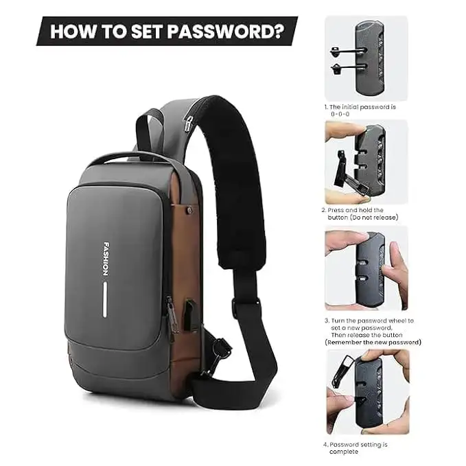 Multifunction Chest Bag for Men Anti-Theft Crossbody Sling Backpack with USB Charging Port for Travel & Sports