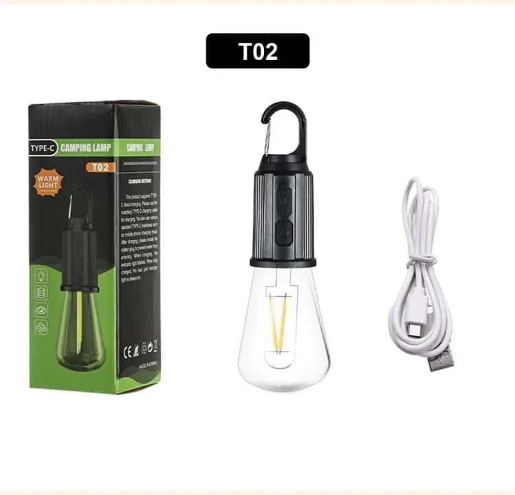 Rechargeable Camping Light Bulb – Portable LED Lantern | Hanging Tent Lamp with 3 Modes & Hook