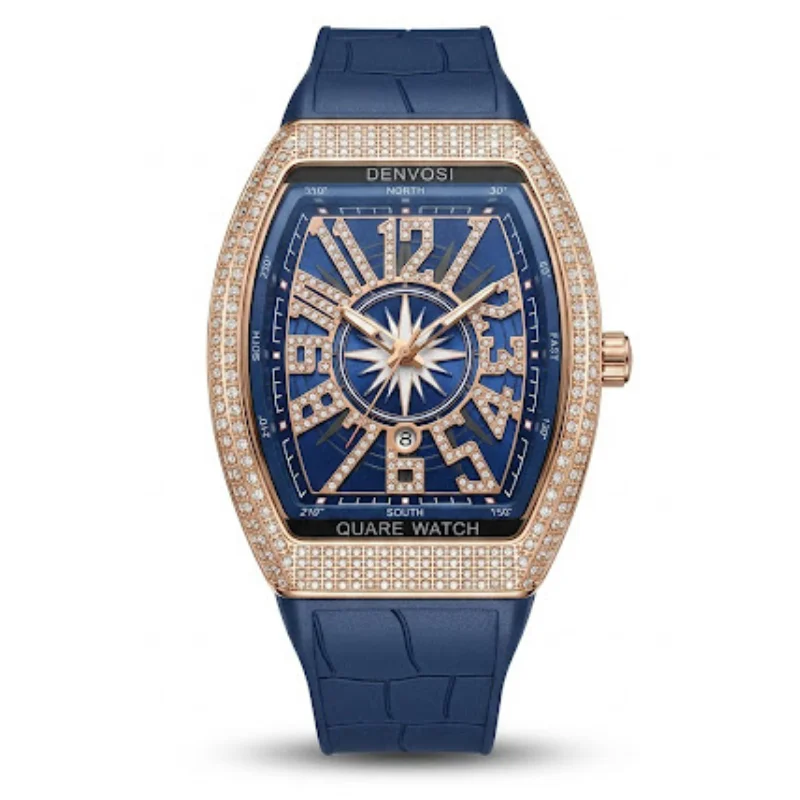 DenVosi Luxury Blue & Rose Gold Quare Watch for Men