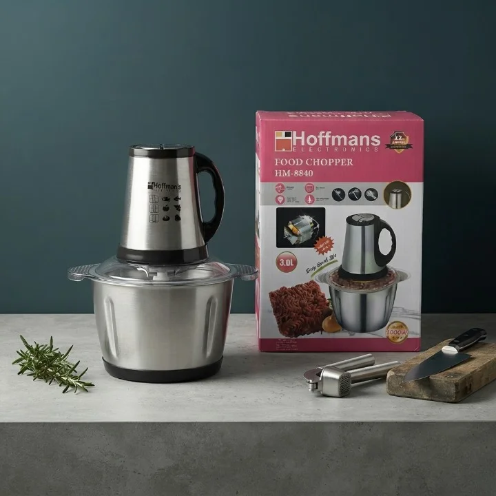Hoffmans HM-8840 Powerful 3L Stainless Steel Food Chopper & Meat Grinder (1000W)