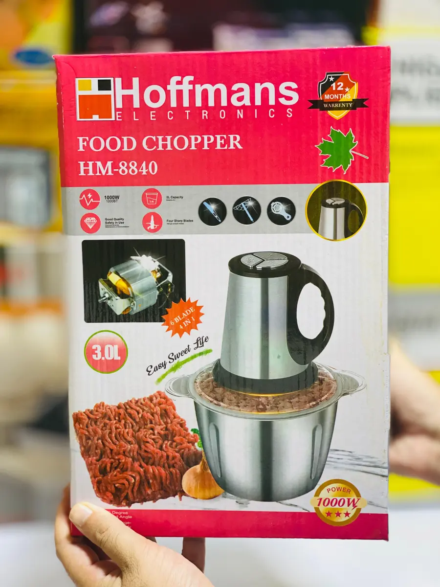 Hoffmans HM-8840 Powerful 3L Stainless Steel Food Chopper & Meat Grinder (1000W)