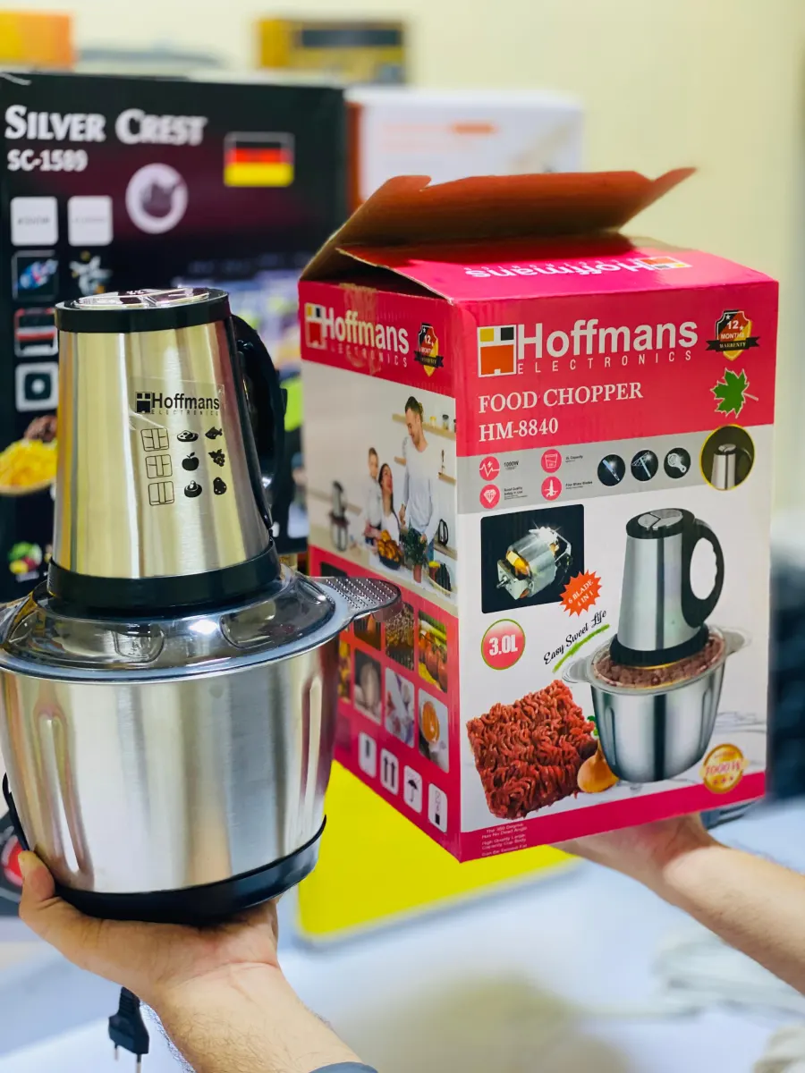 Hoffmans HM-8840 Powerful 3L Stainless Steel Food Chopper & Meat Grinder (1000W)