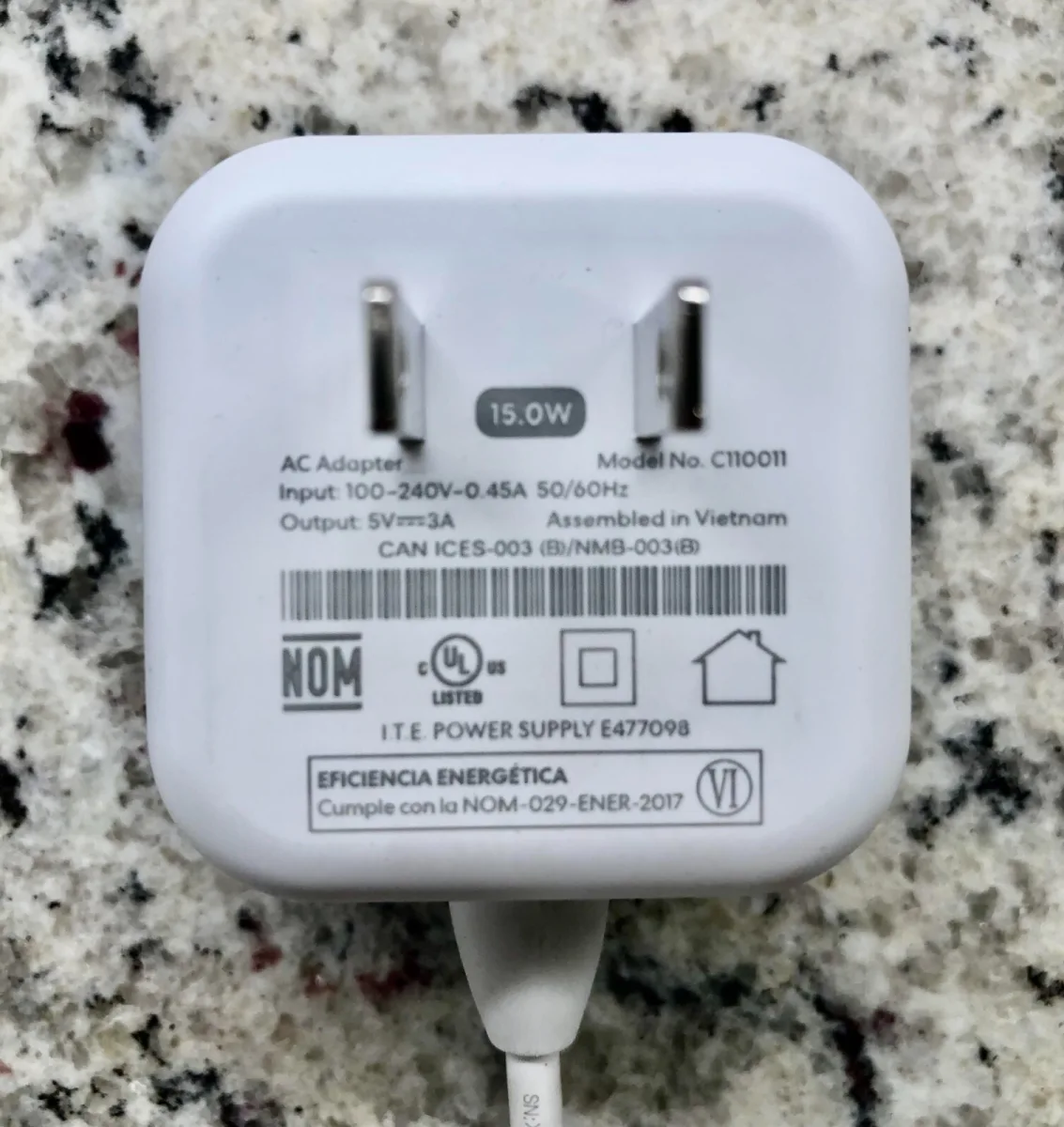 Eero 15W Charger USB AC Power Adapter with USB-C Charging Cable – 5V/3A Fast Charger