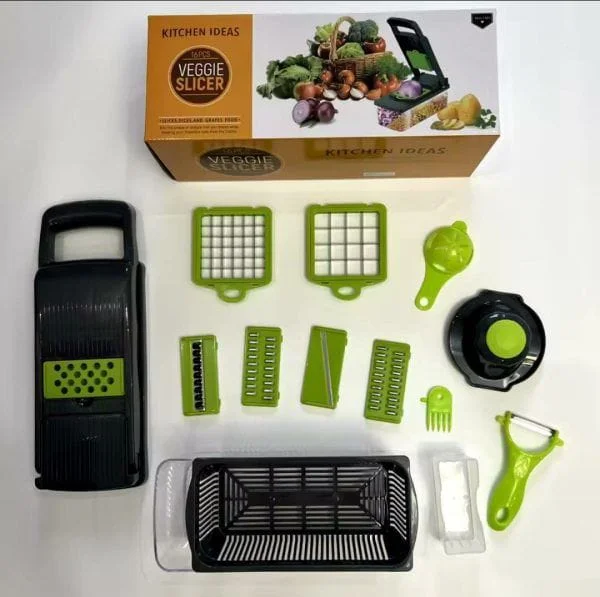 16-in-1 Mandoline Vegetable Slicer and Food Chopper Multi-Functional Cutter Grater Shredder for Fruits, Vegetables & Cheese